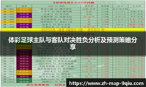 体彩足球主队与客队对决胜负分析及预测策略分享